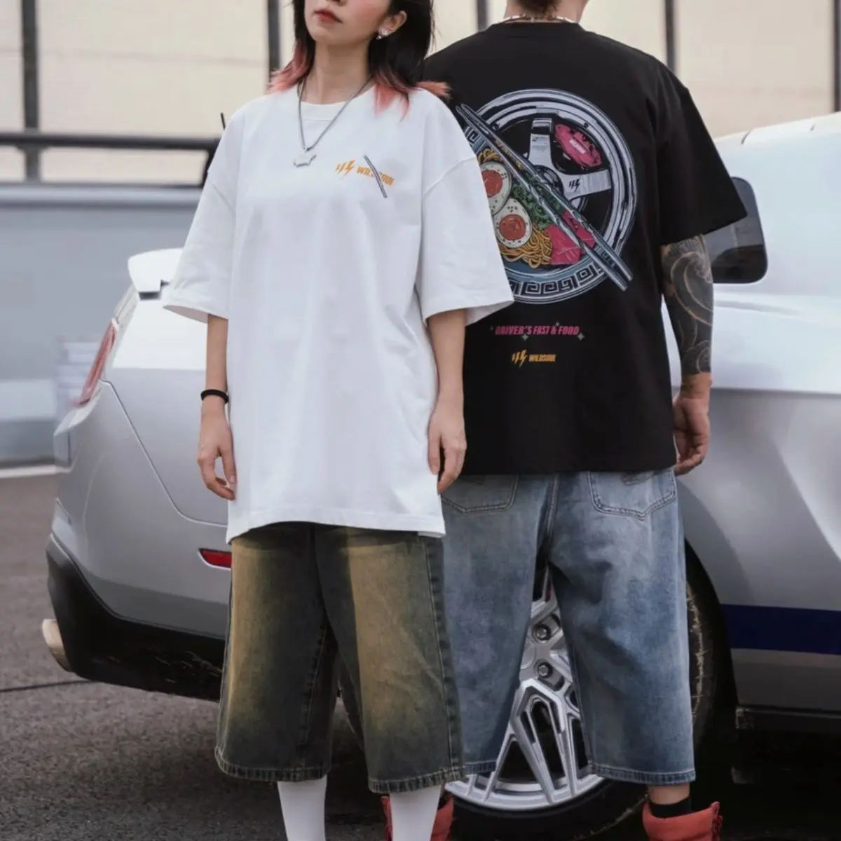 Summer New Retro American High Street Printing Loose Versatile Crew Neck Short Sleeve Cotton T-Shirt Casual Wear