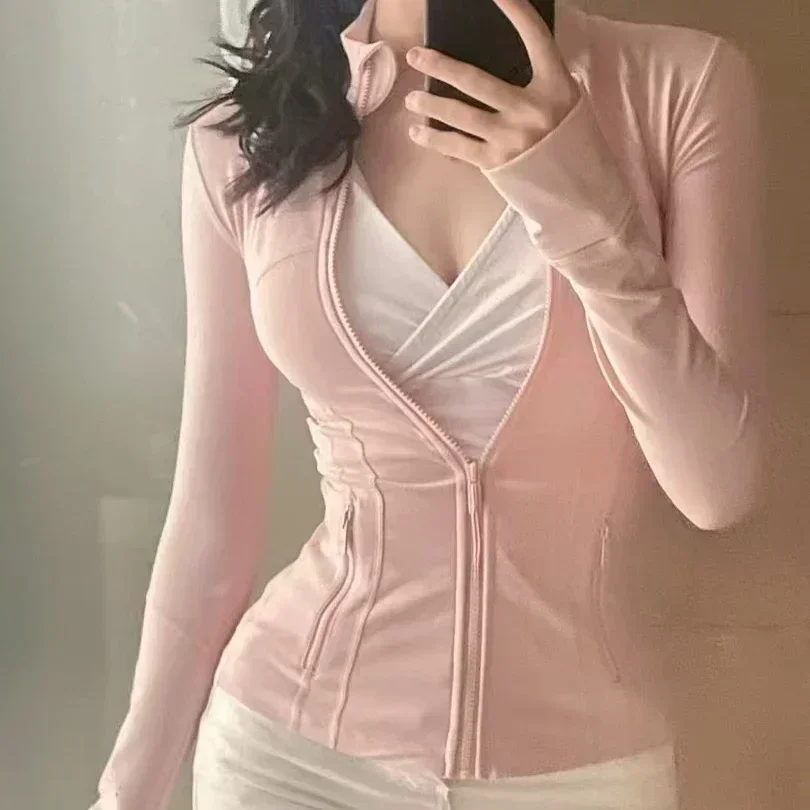 

Женская спортивная куртка Lemon Definition: модная облегающая спортивная одежда, куртка для тренировок, бега, спортзала, йоги, однотонный кардиган