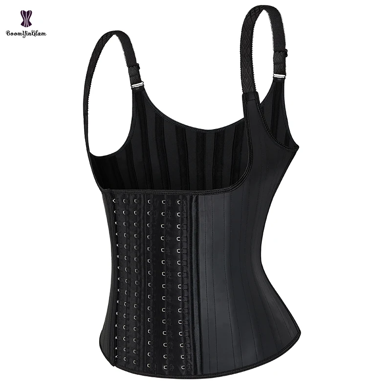 6 Hook Adjustable Belt Waist Trainer Vest 25 Steel Boned Slimming Sheath Girdle Leather Latex Strap Corset Women Body Shaper