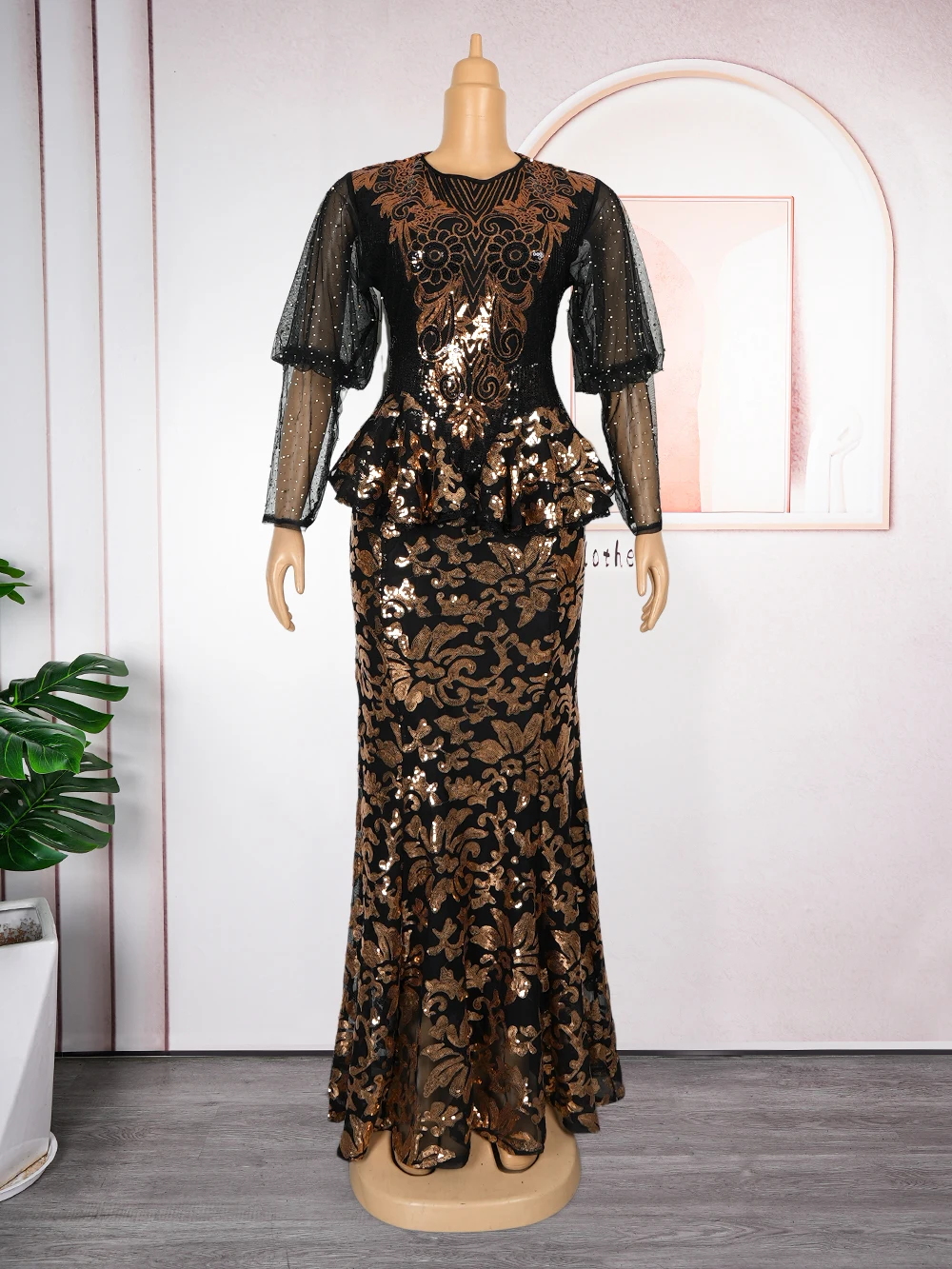 MD حجم كبير فساتين الحفلات الأفريقية للنساء 2025 موضة Dashiki أنقرة الترتر فساتين الزفاف أنيقة فستان ماكسي مسلم وتتسابق #4