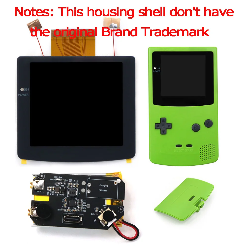 HISPEEDIDO 2,8" Laminierter IPS-LCD-Bildschirm mit Hintergrundbeleuchtung und USB-C-Aufladung, Desaturation für Gameboy Color GBC, ohne Löten