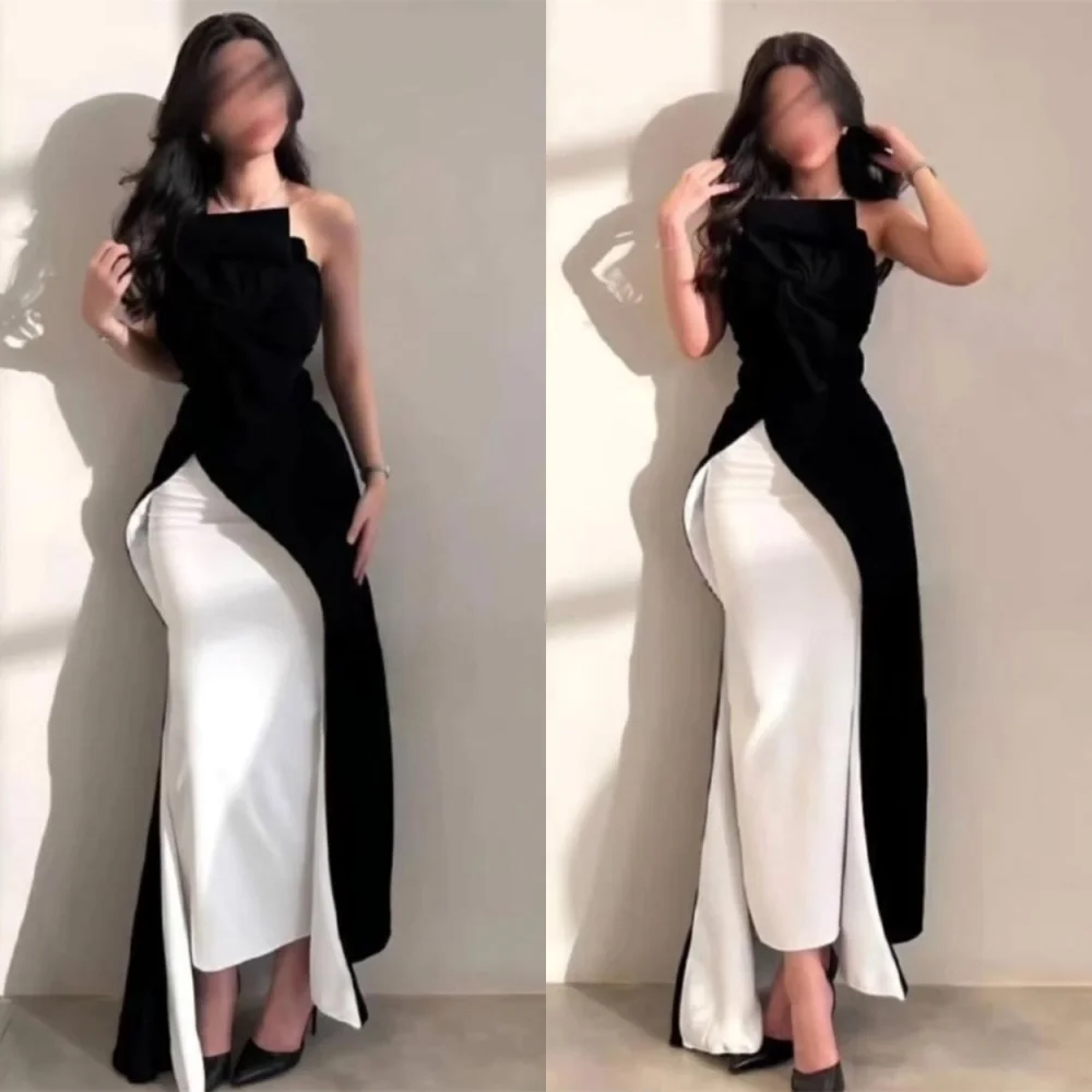 

Customized Mermaid Black Jersey Evening Dress Classic One Shoulder Sleeveless Homecoming Dresses Luxury Special Occasi