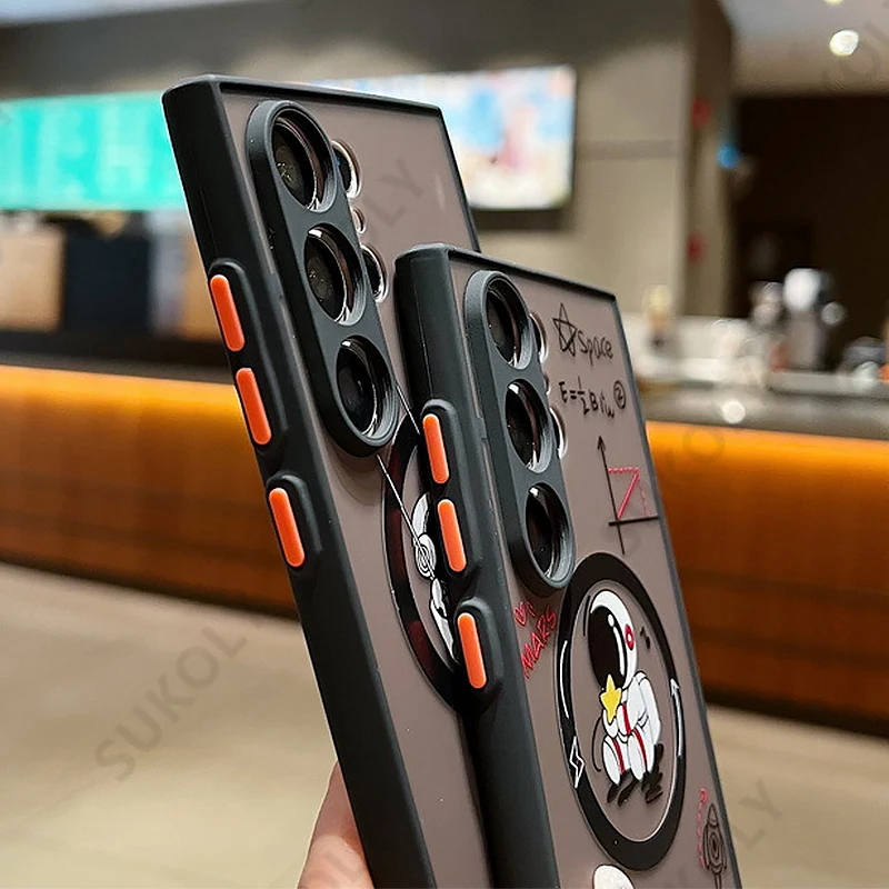 For Samsung Galaxy S25 Edge S24 S23 Ultra Plus S21 S25 FE S22 Astronaut Magsafe Charging Iron Ring Case Shockproof Bumper Cover - náhled 4