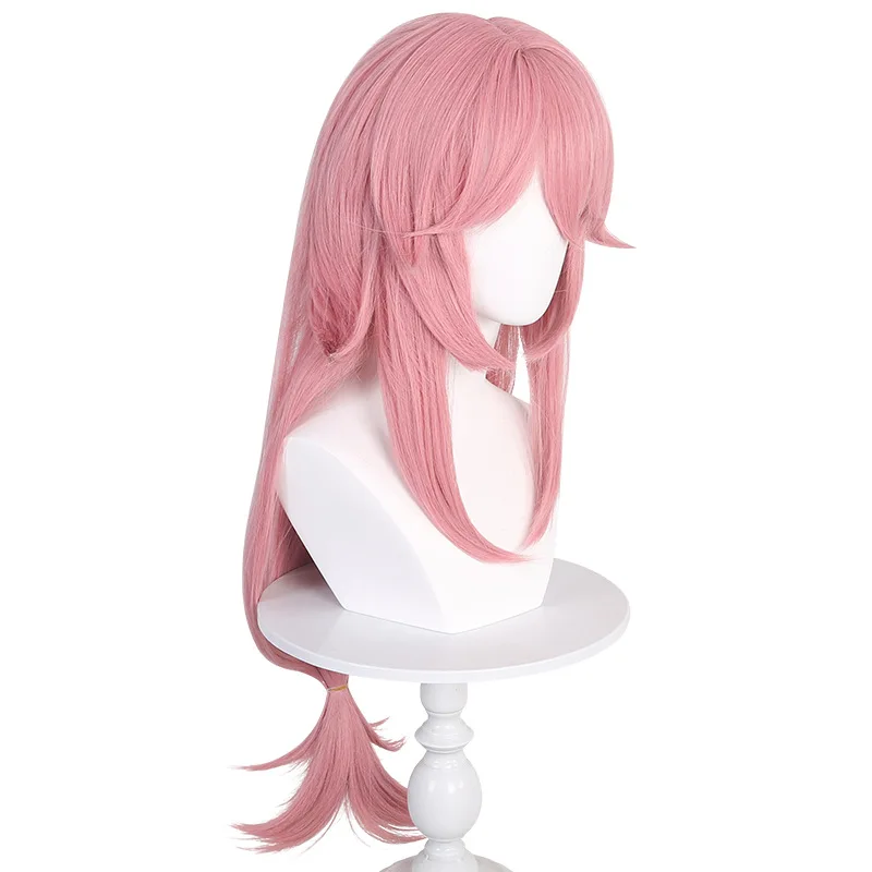 原神 八重神官 羅生 コスプレウィッグ 原神インパクト 羅生 コスプレウィッグ 頭皮のような質感で、サイドカールが上向きに