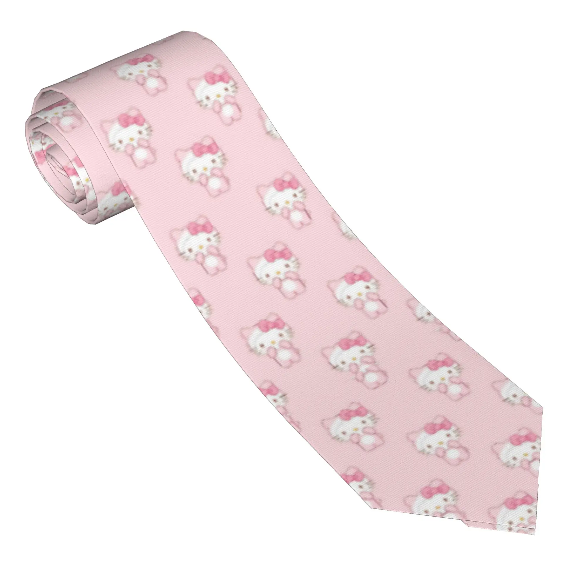 Corbatas Delgadas de Color Rosa Pastel Unisex de 8 cm, Corbata Estrecha con Diseño de Hello Kitty para Accesorios Masculinos, Cravat, Accesorios para Bodas y Cosplay