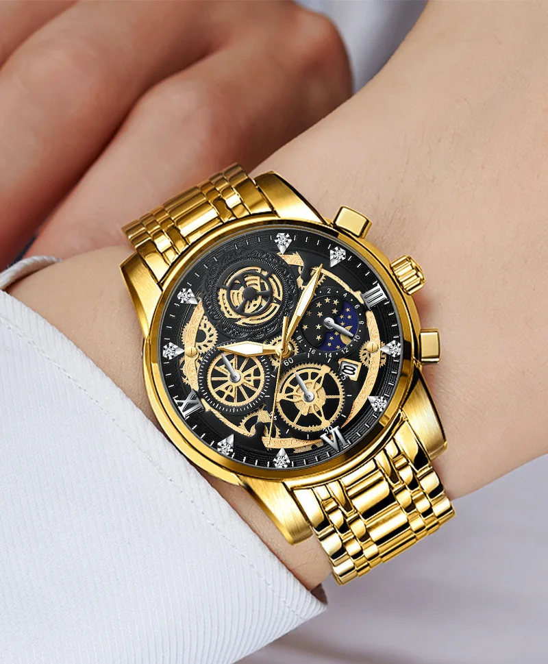 

Business Golden Watch Men Quartz Watch Fashion Silver Black Vintage Man Watchwrist Watches for Men Relogio Masculino