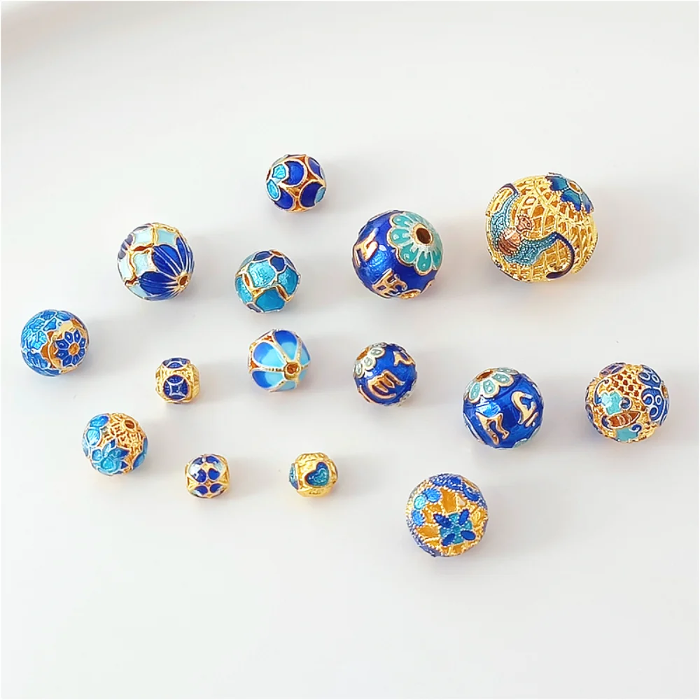 18K Five Petal Flower Circular Interval Bead Scattered Bead Small Fish Pendant Handmade DIY Accessories Bead Jewelry Accessories
