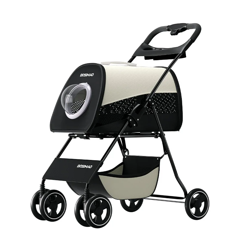 

2025 Lightweight Foldable Cat Dog Stroller Pet Cart Detachable Oxford Material For Pet Walking