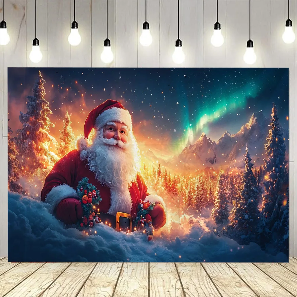 

Santa Claus Tapestry Christmas Tree Polyester Wall Hanging Fabric Home Festival Decoration Christmas Background Poster