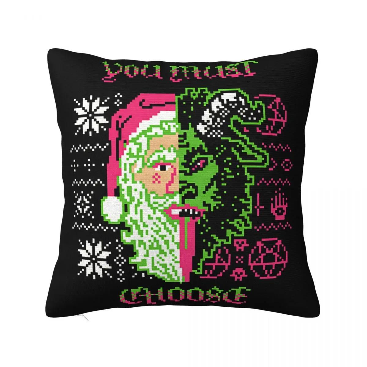 Santa Krampus Christmas You Must Choose Xmas Festive Gift Top Vintage Creative Swag Pillow Case