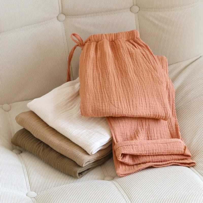 

Spring Autumn Women 100% Cotton Home Pants Female Loungewear Trousers Sleepwear Pants Ladies Casual Loosen Sleep Bottoms