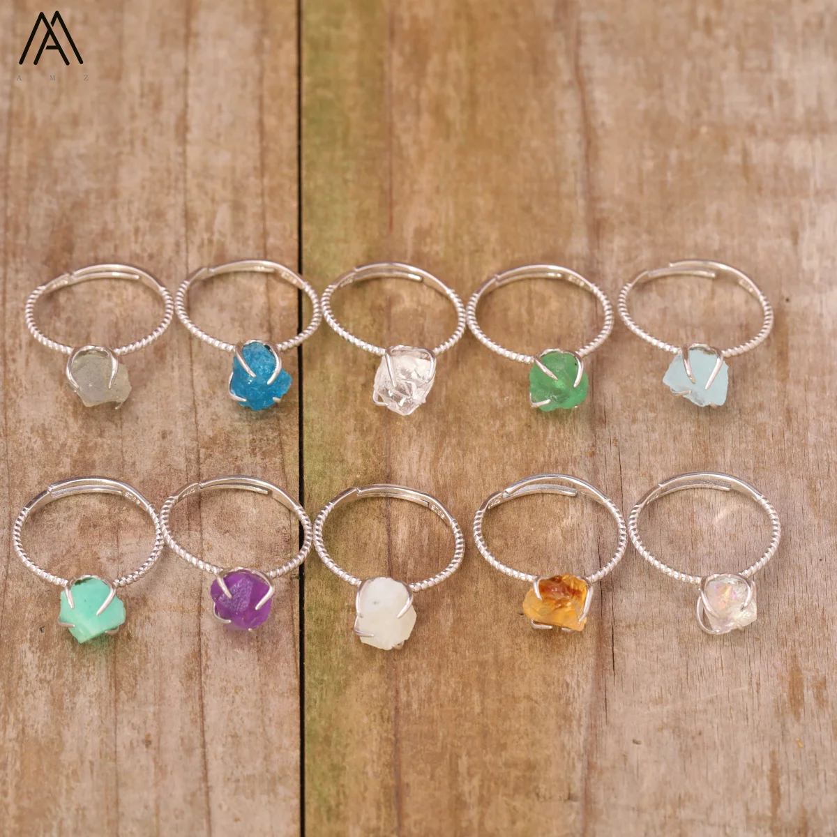 Classic Women Labradorite Stone Claw Finger Rings Exquisite Women Citrine Amethyst Crystal Adjustable Ring Fashion Jewelry Gifts