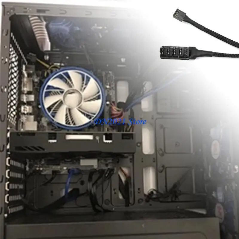 

F3KE Advanced 5Port 4PIN/3PIN PWM Fan Splitter Adapter Cable For Customize PC Builds Reliability Power Distribution