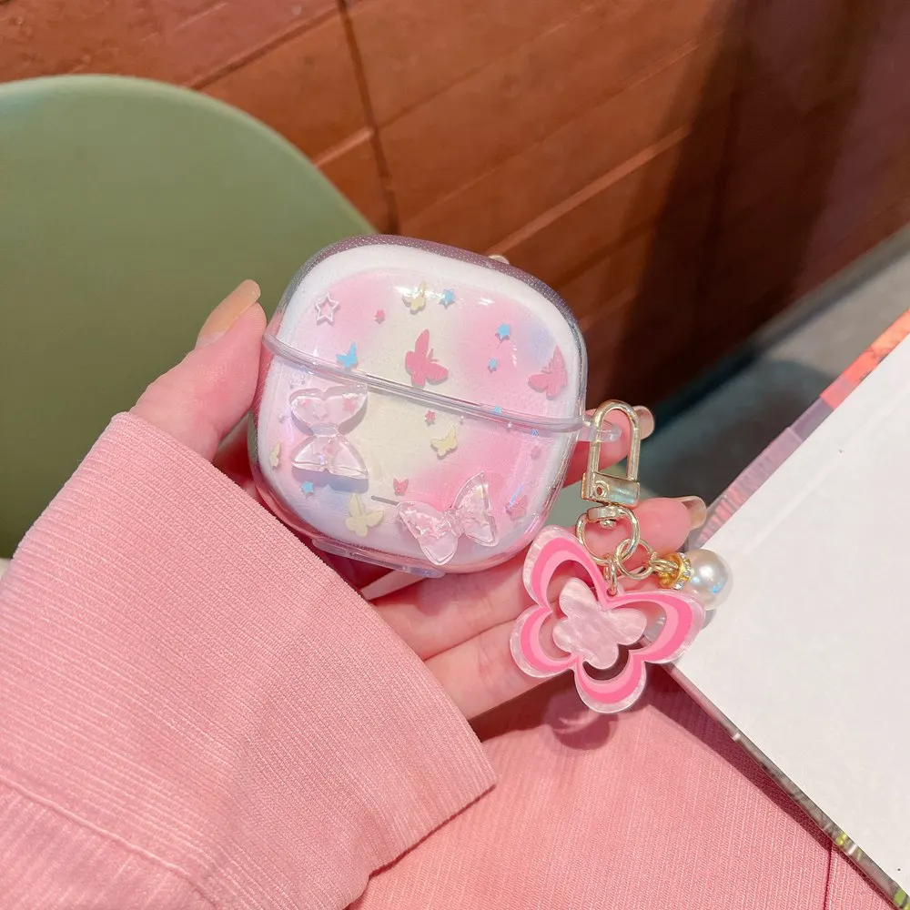 Прозрачный мягкий чехол Redmi Buds 6 Lite, милый чехол для наушников с бабочкой для Xiaomi Redmi Buds 6 Lite, защитный чехол, прозрачный чехол