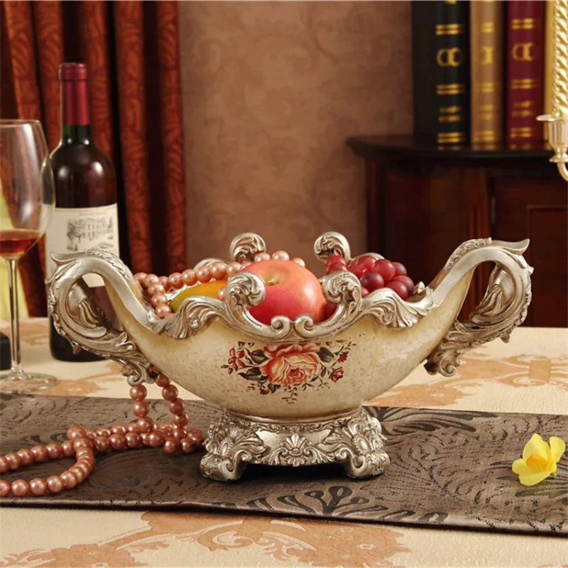 Handmade Retro Fruit Dish European Style Tissue Box for Living Room Light Luxury Resin Decor Accent Elegant Tableware