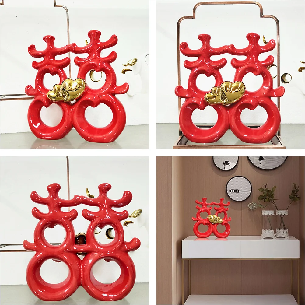 

1Pcs Happy Character Ceramic Decoration Stylish Home Ornament Unique Word Desktop Adornment for Wedding Supply