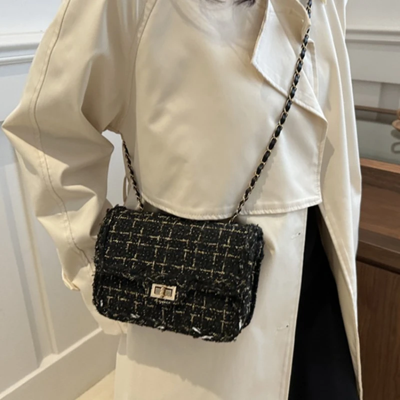 Legant Crossbody Bag, Toned Metal Chain Strap, Flap Over Turn Lock Closure, Chic Small Shoulder Purse for Women Daily Outings