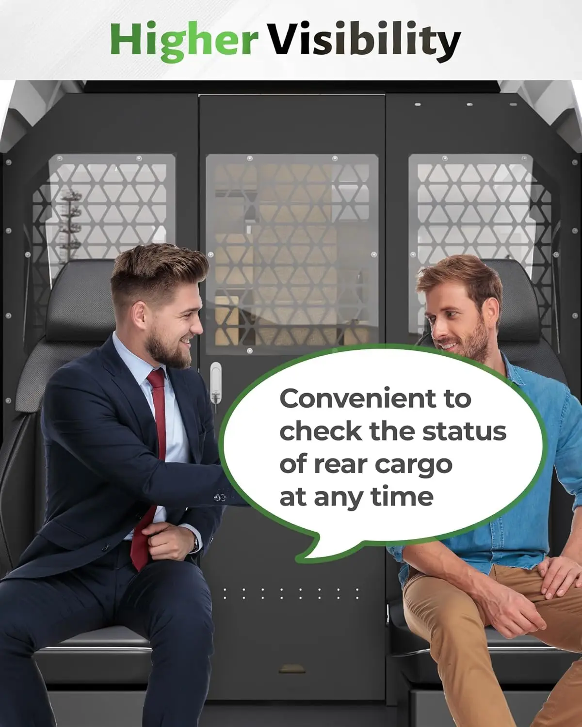 CargoVanPartition, cloison de séparation VanSafety adaptée au toit haut Ford Transit 150 250 350, avec serrure de porte et panneau acrylique, noir