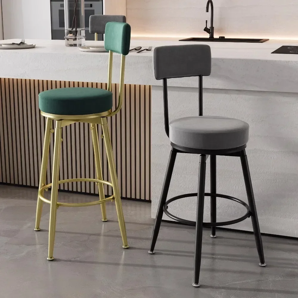 High Kitchen Makeup Bar Chair Backrest Modern Design Metal Lightweight Makeup Living Room Garden Taburete Alto Beauty Furniture