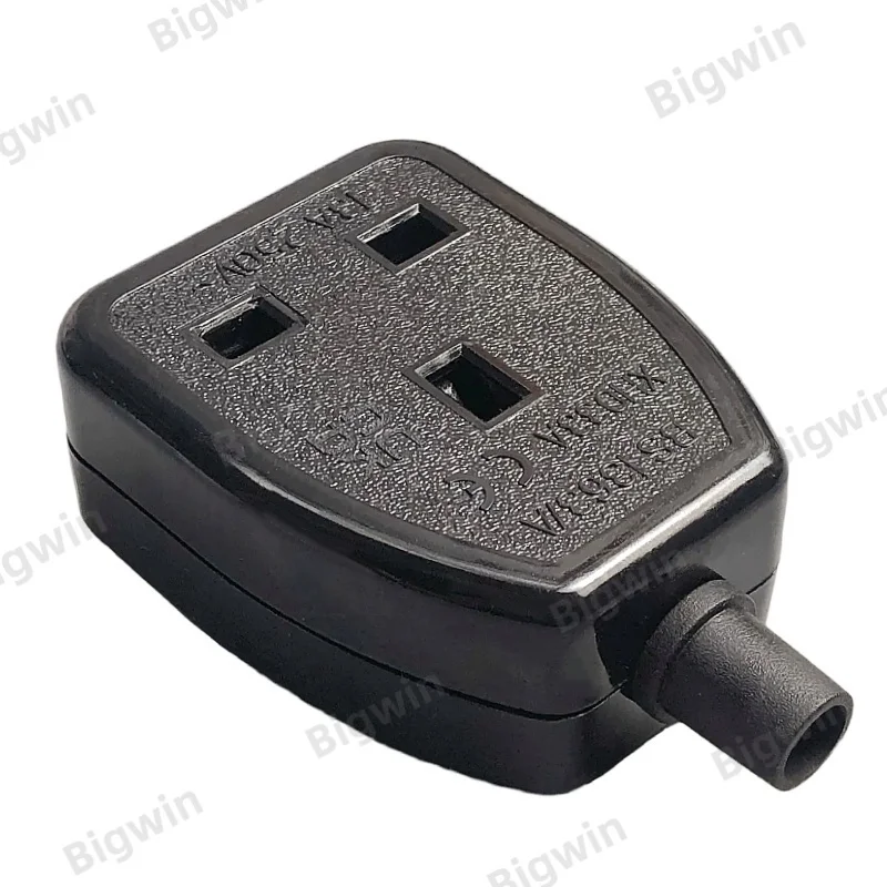 UK BS1363 Rewirable Socket Female Plug 13A 250V, DIY Assemble UK Standard 3 Pin Power Socket Connector for Extension Cord, Black