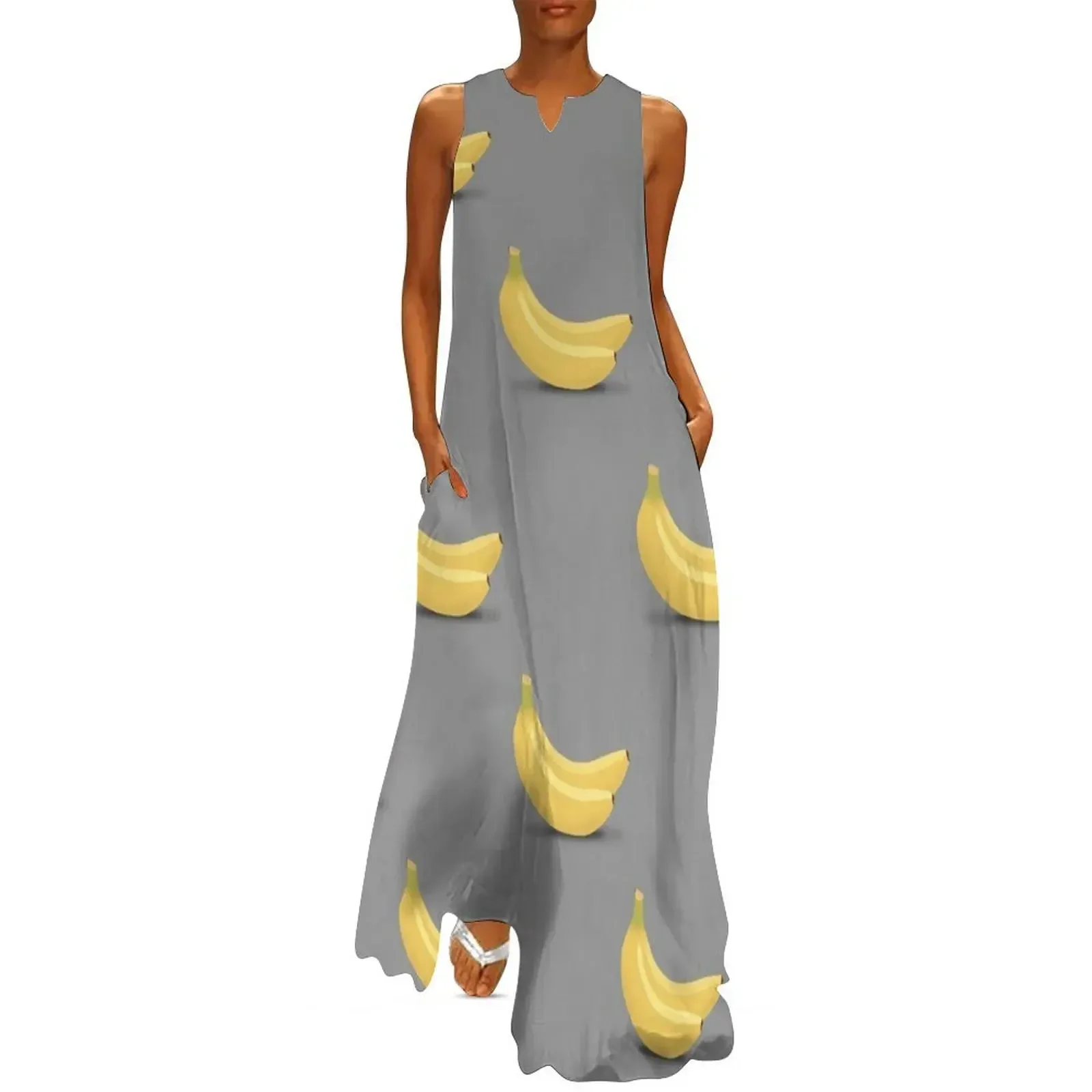 

Banana checkered pattern Long Dress Clothing summer dress woman 2025 womens dress dresses with long sleeves