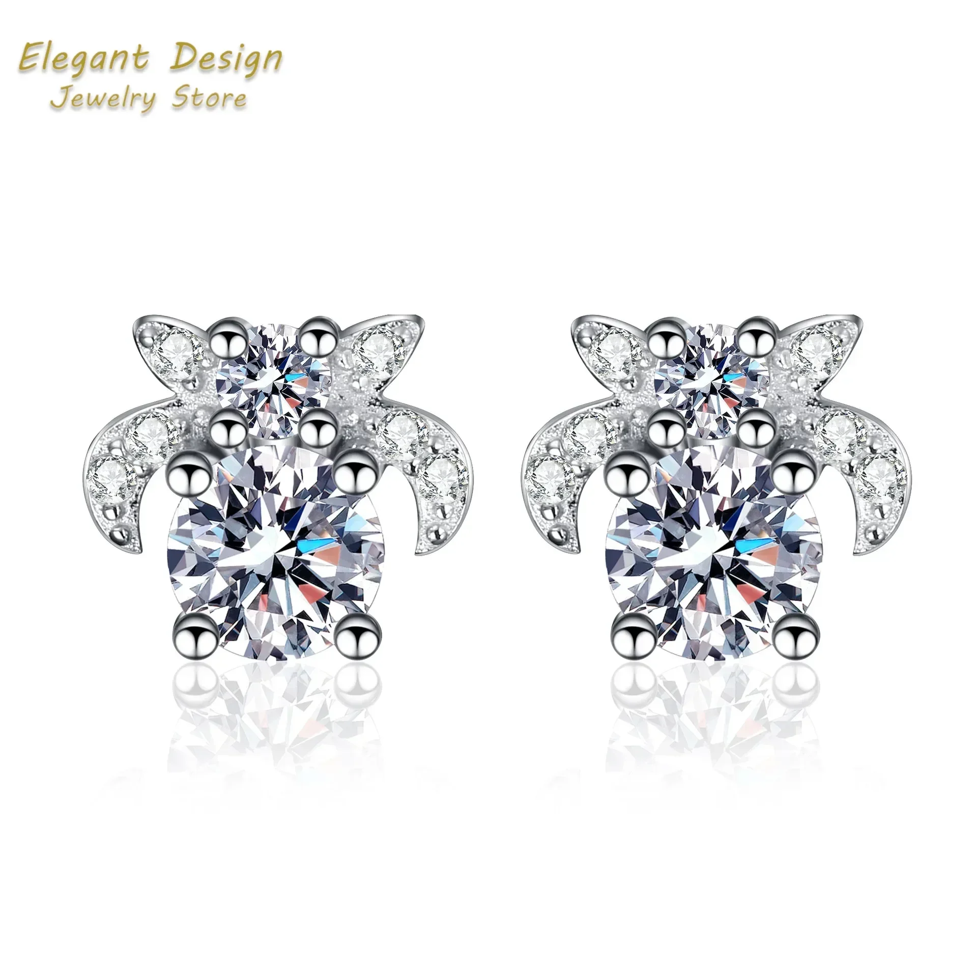 

Cute Personalized Platinum Pt950 Cow Ear Studs 1ct Moissanite Diamond Stud Earrings for Girl Women Fine Jewelry Valentines Gift