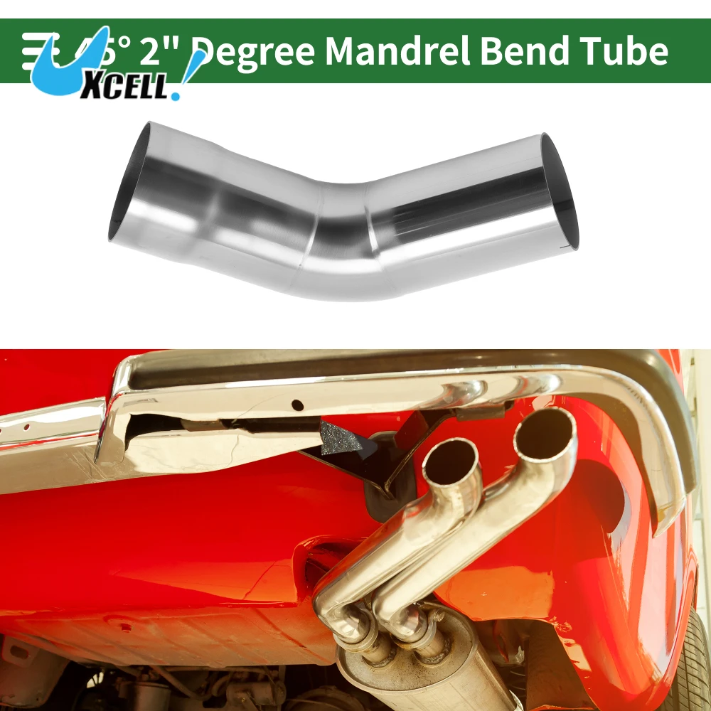 Uxcell 51/57/64/76mm OD 45 Degree Mandrel Bend Elbow Tube 100mm Length Exhaust Elbow Pipe Universal Connection Fittings for Car