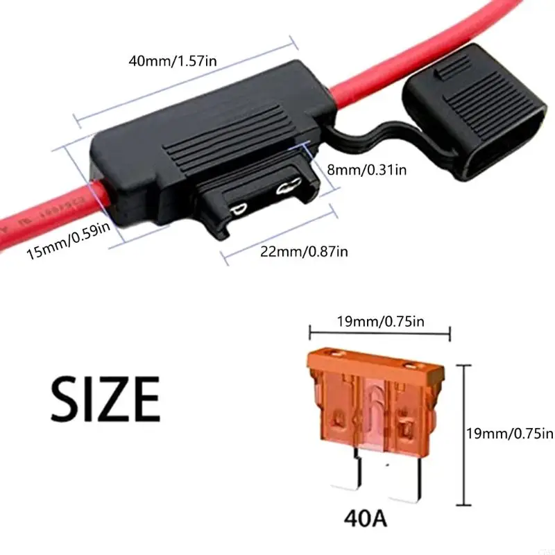 Pacchetto 4 robusti inline ottoni Fusibili 12V con accessorio da fusibili 40A per l'illuminazione per auto e golf C7AC