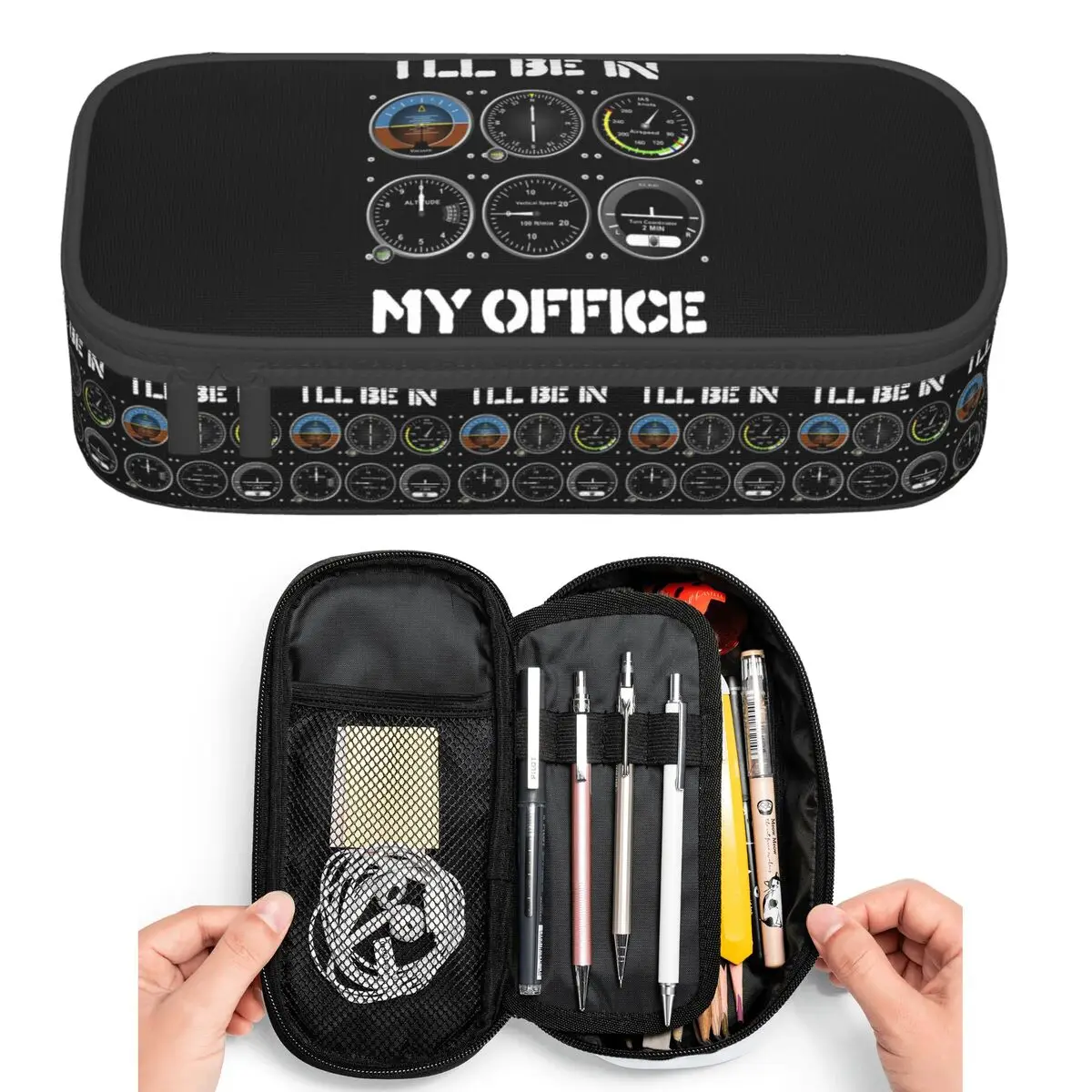Pilot Captain Flight Instruments Dashboard Pencil Cases for Students Pen Box Pencil Bag Big Capacity Pencil Pouch Pen Holder