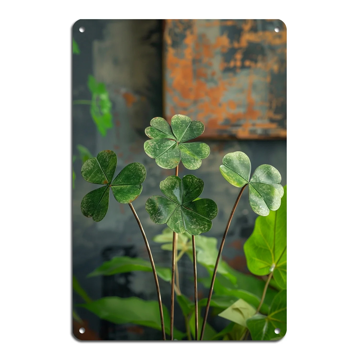 Lucky Irish Shamrock Tin Can Sign - Vintage St. Patrick's Day Decoration, Recycled Aluminum, Mixed Colors, 8x12inch Pieces, Suitable for Home, Garden
