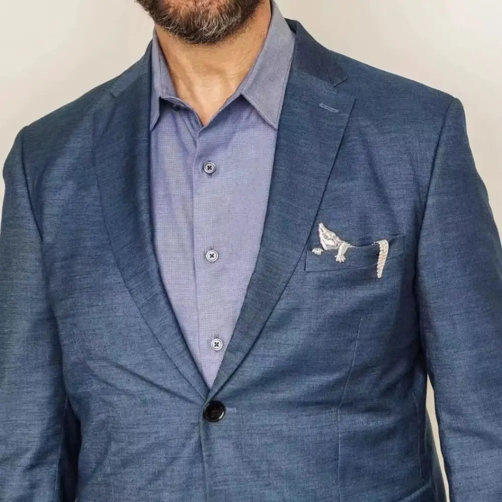 

2 шт., броши с животными из цинкового сплава, изысканный креативный классический дизайн, броши в виде крокодила, броши в винтажном стиле с тигром, костюм джентльмена