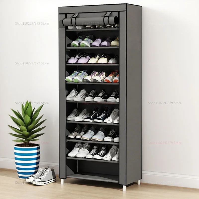 رف أحذية متعدد الطبقات موفر للمساحة للمنزل والمسكن، متين ومقاوم للغبار، سهل التركيب، خزانة تخزين أحذية متعددة الاستخدامات