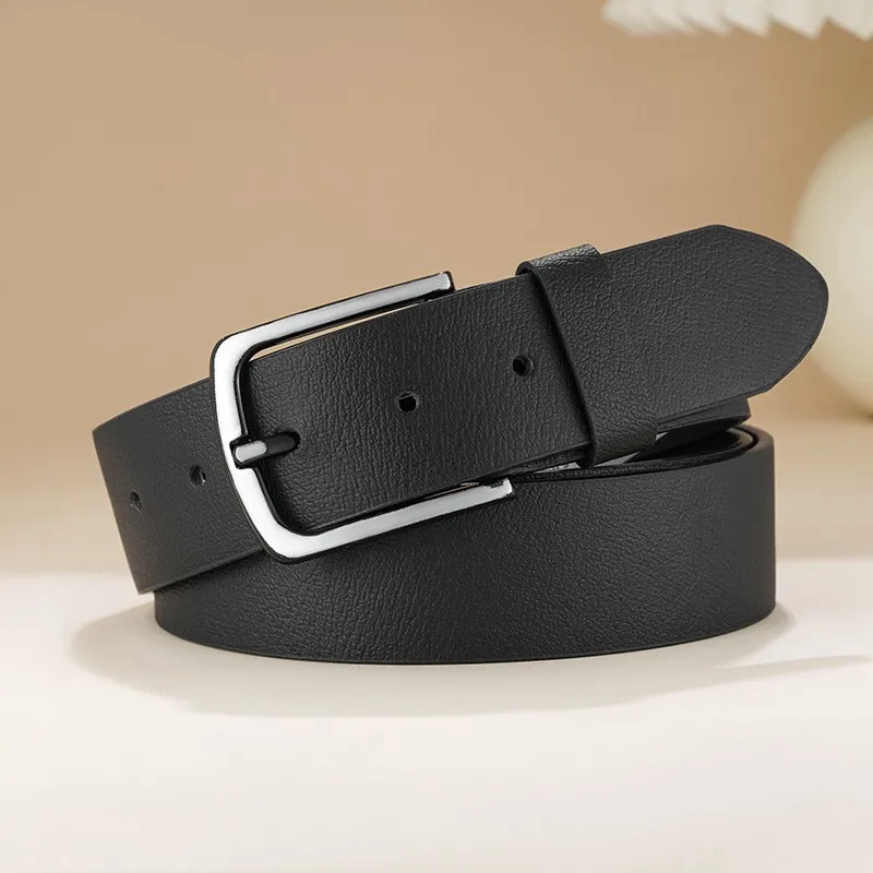 

New Men's Retro Simple and Versatile Jeans Leather Belt Buckle Head Two-color Belt Casual Belt for Men Belts for Women