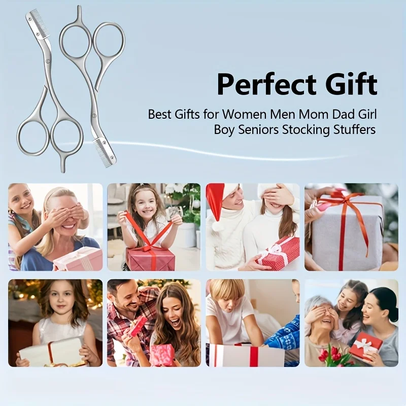 Stainless Steel Eyebrow Scissors With Comb One Piece Ergonomic Handle Household Salon Grooming Supply image 8