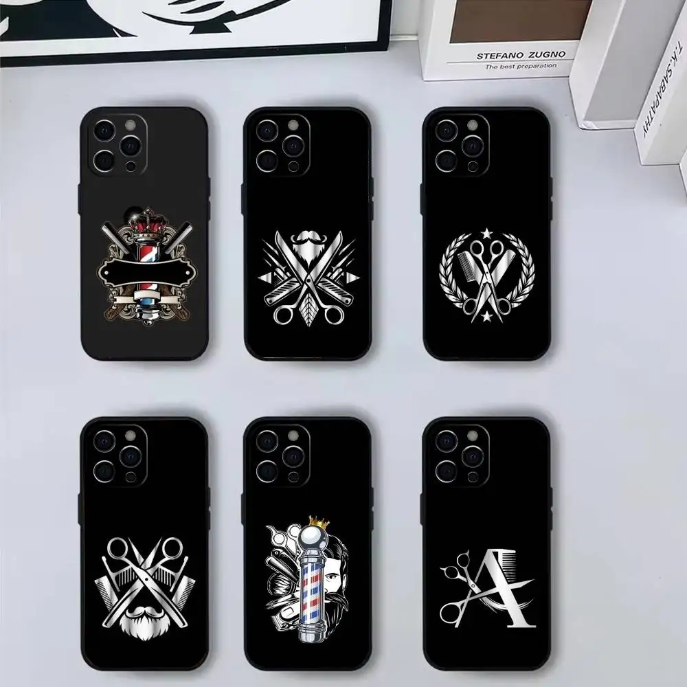 

B-Barber Shop H-hair style tools Phone Case For iPhone17,16,15,14,13,12,11 Plus,Pro Max Soft Black Cover
