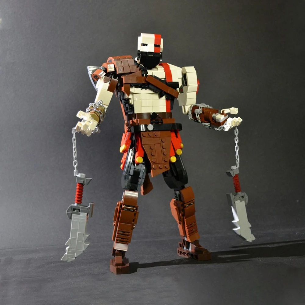 BuildMOC God of the Wars Kratos Building Blocks Creativity Model Mech Warrior Character Bricks DIY Assembled Toy for Kids Gift