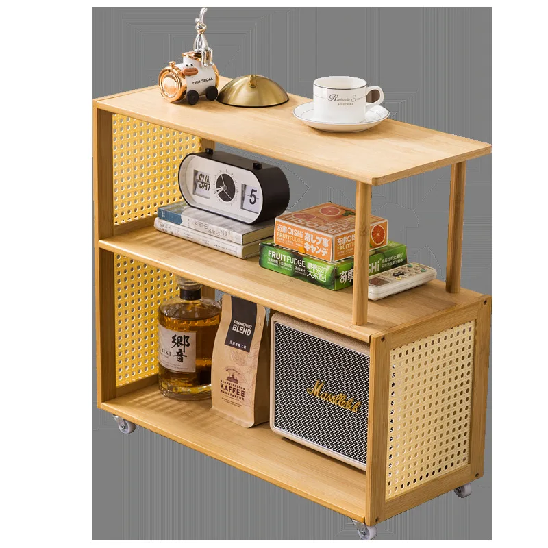 Movable pulley Modern simple coffee table Storage side cabinet New side table