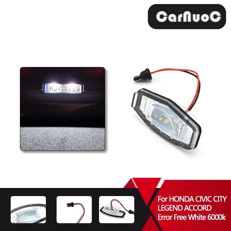 

2PCS Car LED Number License Plate Light White 6000k 12V For HONDA Fit CIVIC CRV CITY LEGEND ACCORD Pilot Car Accessories