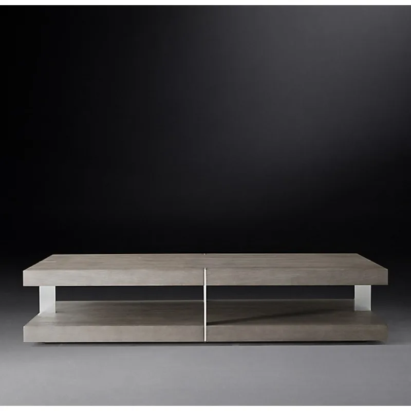 

American Simple Modern Light Luxury Coffee Table Living Room Solid Wood Furniture Model Room Metal Coffee Table