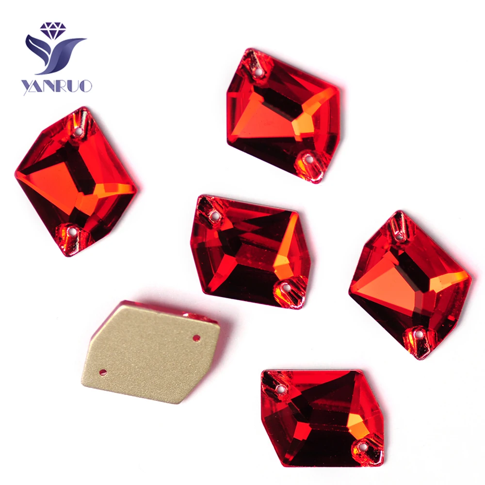 YANRUO 3265 Cosmic Light Siam Glass Sew On Rhinestones Red Crystal Stones And Crystal Stones For Clothes Decoration