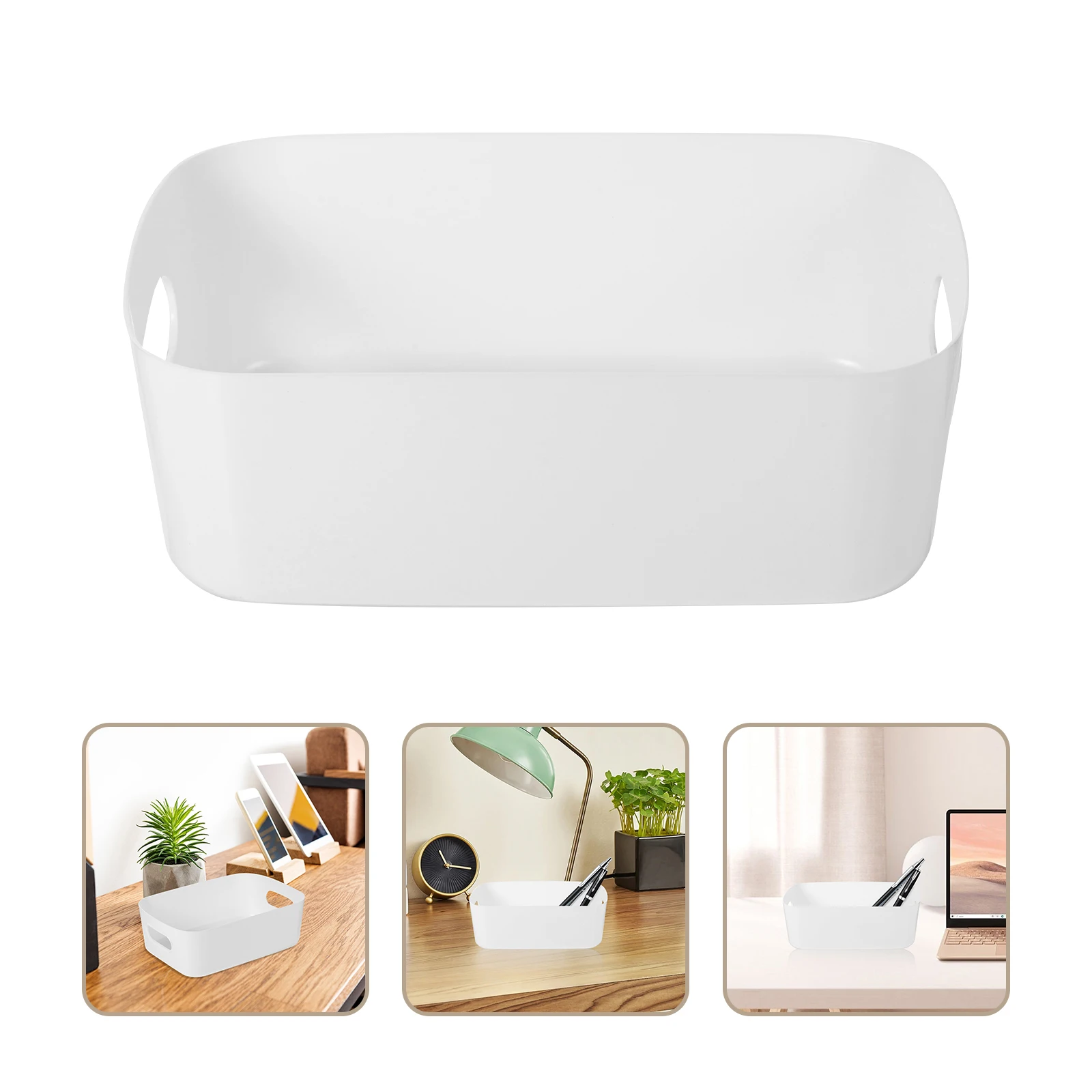 

6pcs Large White Storage Boxes Bins Containers Plastic Organizer Kitchen Bathroom Closet Bedroom Pantry Multipurpose Handle