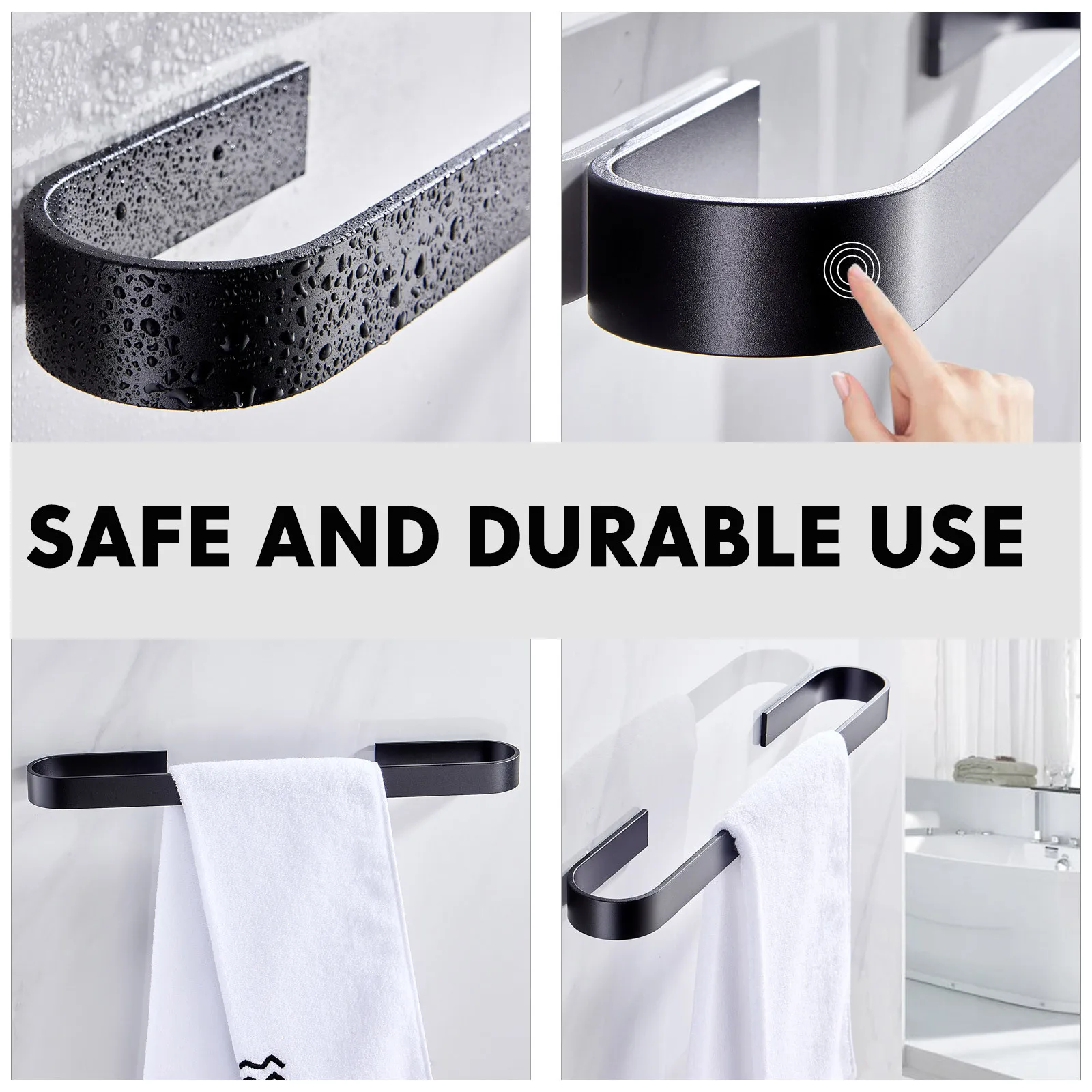 

1Set Space Aluminium Bathroom Towel Rack Sturdy Rustproof Towel Hanger Smooth Edge Safety Design for Home Kitchen Use