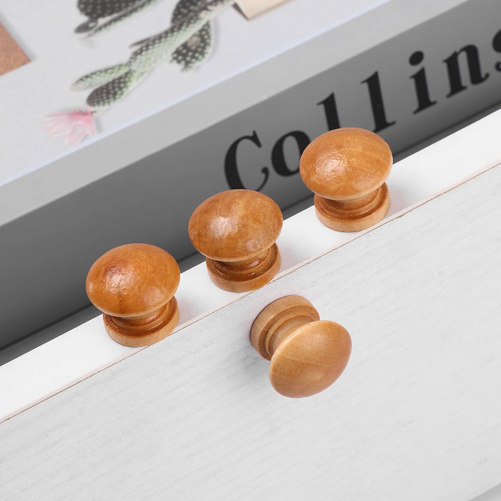 10pcs Hardware Kitchen Dresser Wardrobe Pulls Round Shape Furniture Fitting Drawer Knob Cabinet Pulls Natural Wooden Door Handle