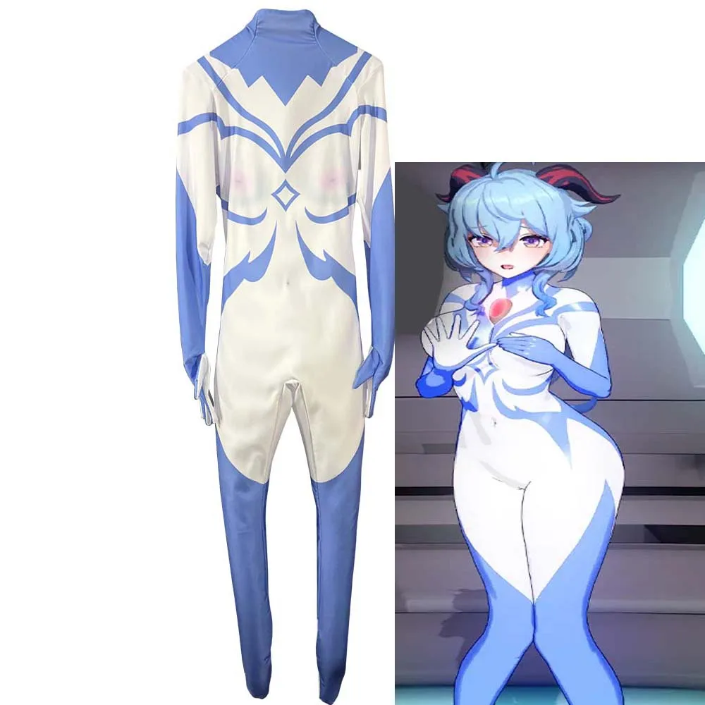 

Adults Halloween Female Genshin Ganyu Cosplay Costumes Superhero Zentai Suit Bodysuit Woman Party Jumpsuits