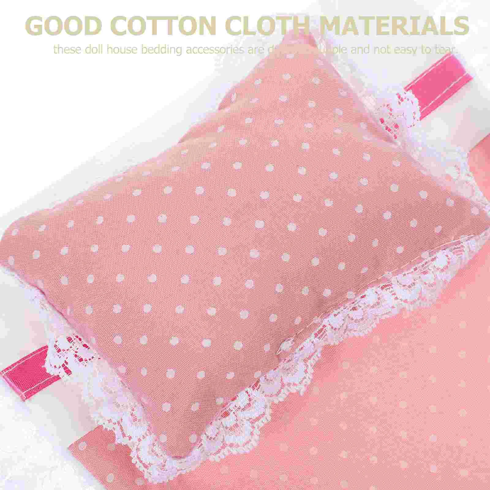 Pink Sheet Pillow Quilt Accessories Set Stroller Toys House Bedding Bedroom Mini Supplies Kit Cotton Baby