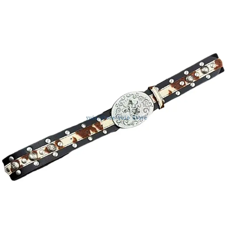 X7XB Trendy Rivets Animal Design Belt Lightweight Comfort Belt for Daily Use Outfits
