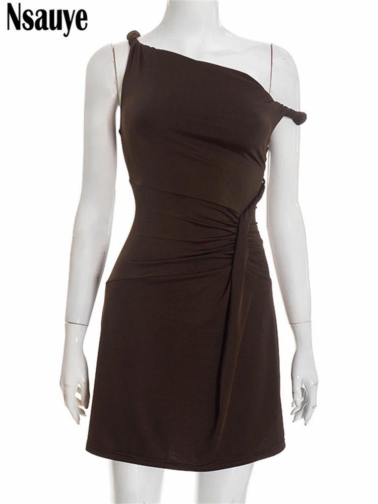 Nsauye Women Sexy Party New Fashion Elegant Evening Mini Dress Clubwear 2025 Sleeveless Holiday Bodycon Wrap Short Dress Winter