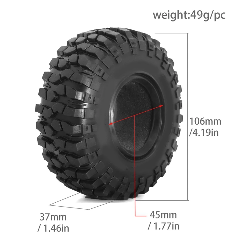 4 Stuks 1.9 "Universele Klimband 106Mm Rock Terrain Band Met Binnenvoering Voor 1/10 Rc Crawler