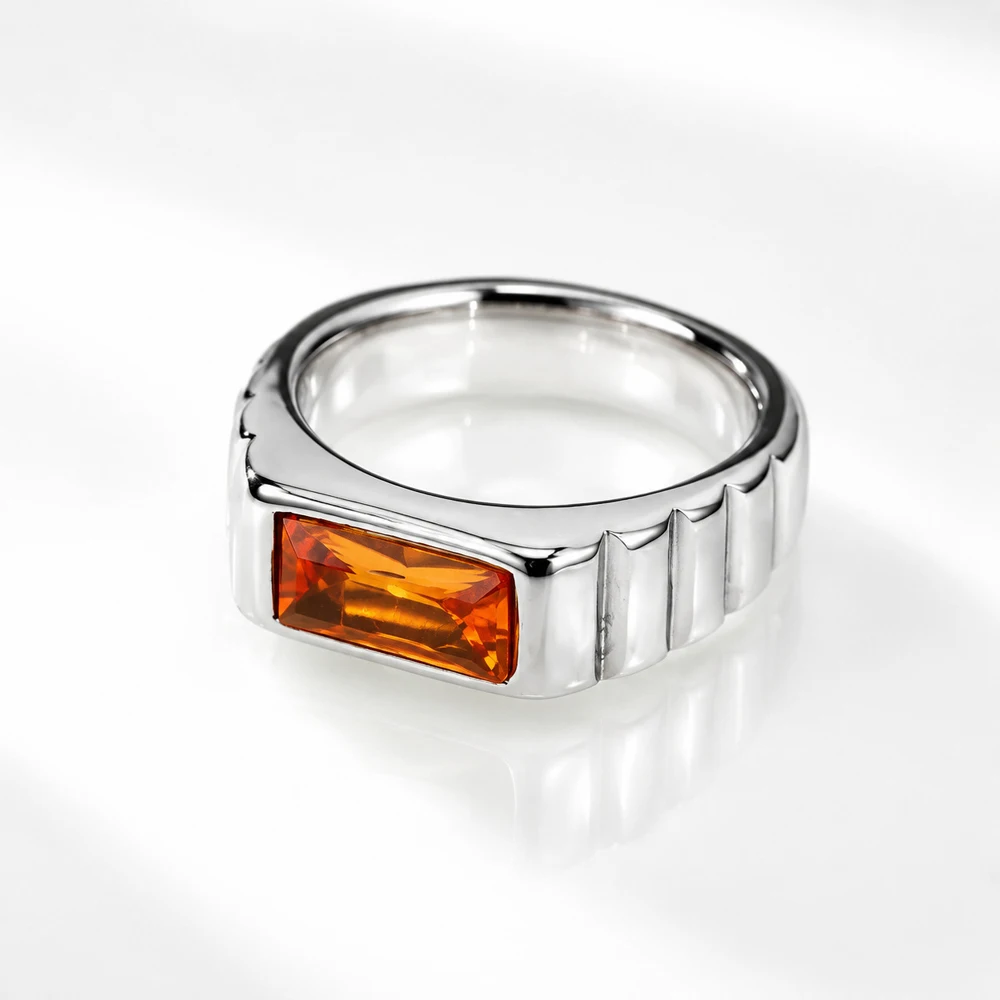 Vintage Luxus Smaragdgrüner Edelsteinring für Herren, Edelstahl, breites Band, rechteckiger Ring, Retro-Streifendesign, Statement-Schmuck – Detail 10