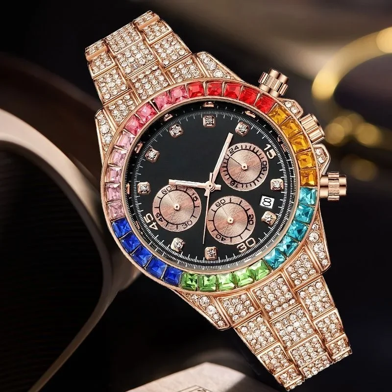 Luxury Women's Watch Luxury Full Diamond Inlaid European Women Wrist Clock Six Pin Timing Quartz Watch Fashion Elegant Girl Gift